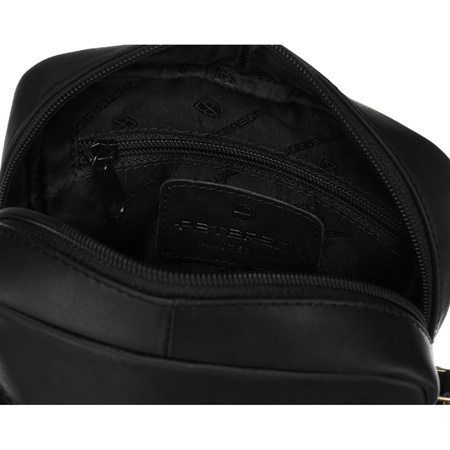 Herren Umhängetasche aus Leder mit goldenem Reißverschluss – Peterson