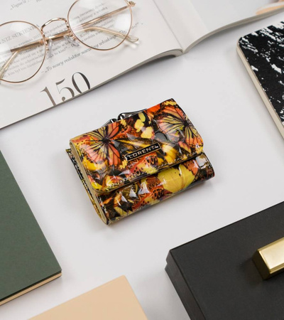 Kleine Damen Geldbörse aus Leder mit Schmetterlingsprint – Lorenti