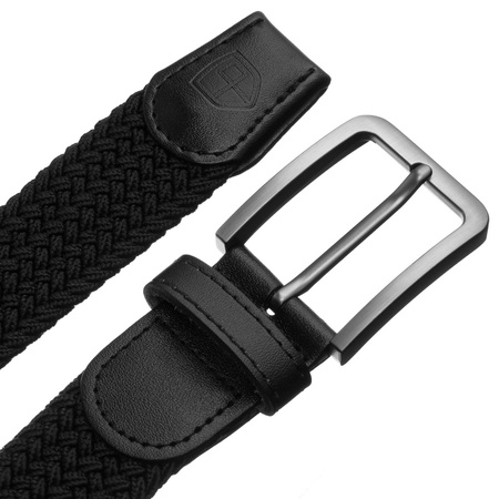 Schwarzer Herren Stoffgürtel mit klassischer Schnalle in Silber – Peterson