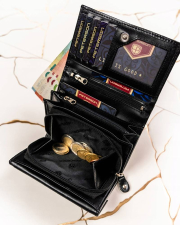 Geschenkset: große Damen Geldbörse und Schlüsselanhänger aus Leder – Peterson