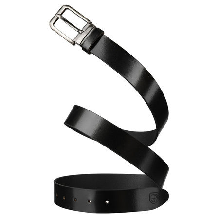 Eleganter Herren-Gürtel aus echtem Leder in Schwarz mit klassischer silberner Schnalle - Peterson