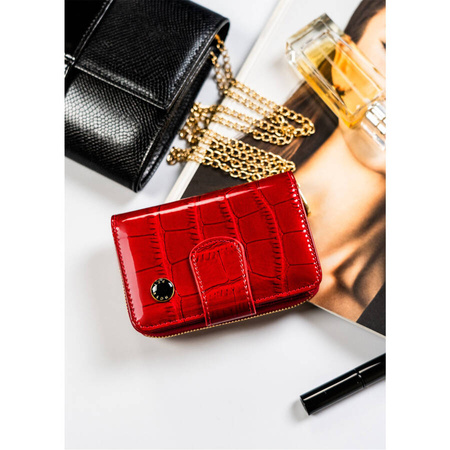 Rote Damen Geldbörse aus Echtleder im Hochformat – Peterson