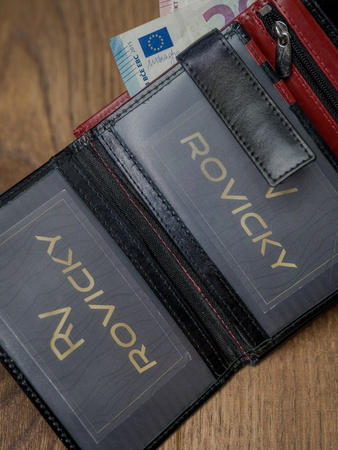 Faltbare vertikale Herren Geldbörse mit RFID aus Echtleder – Rovicky