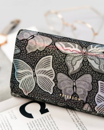 Große Damen Geldbörse aus Leder mit Druckknopf – Peterson