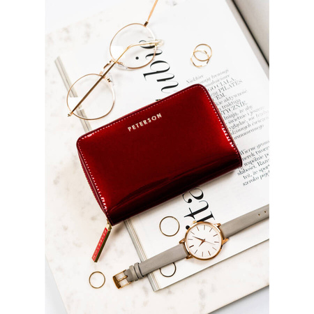 Rote Damen Geldbörse aus Leder mit RFID – als Geschenk – Peterson