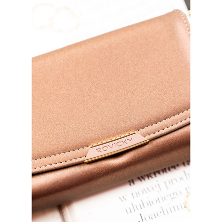 Beige Damen-Geldbörse aus Öko-Leder mit Druckknopfverschluss - Rovicky