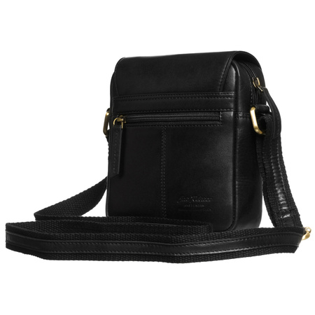 Schwarze Herren-Umhängetasche aus Leder mit Reißverschluss und Magnetverschluss – Peterson