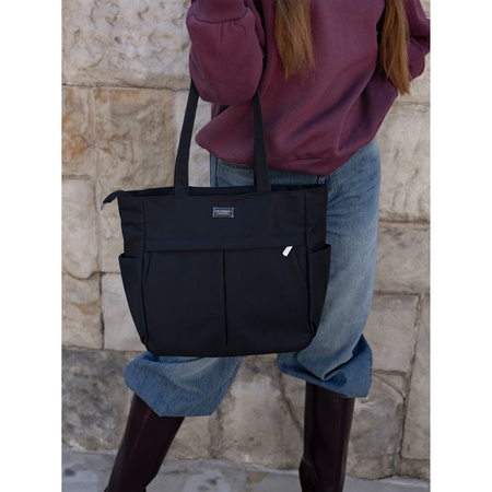 Modische Shopper Tasche A4 in Schwarz – Peterson