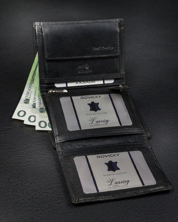 Geräumige vertikale Herren Geldbörse aus Echtleder ohne Verschluss – Rovicky