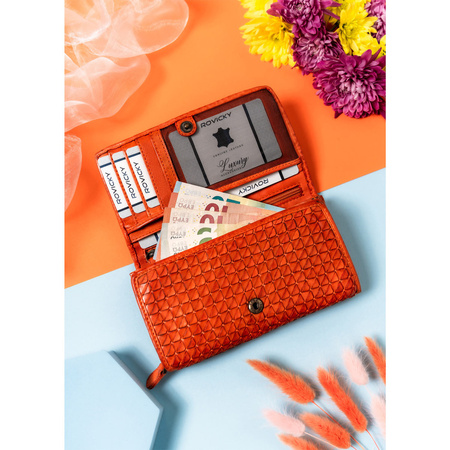 Leder Damen Geldbörse mit 3D-Struktur und RFID-Funktion – Rovicky
