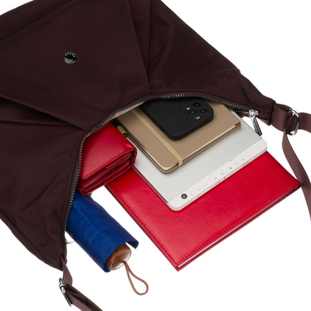 Große, burgunderrote Damen-Handtasche aus Polyester, passend für A4-Format – Peterson