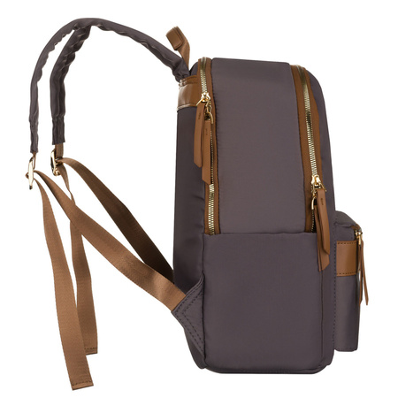 Grauer, städtischer Damen-Rucksack aus Polyester mit Reißverschlüssen – Peterson