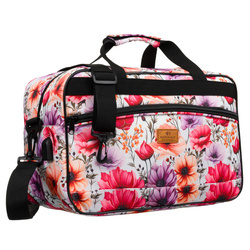 Mehrfarbige Reisetasche aus strapazierfähigem Polyester mit USB-Anschluss und Pflanzenmuster – Rovicky