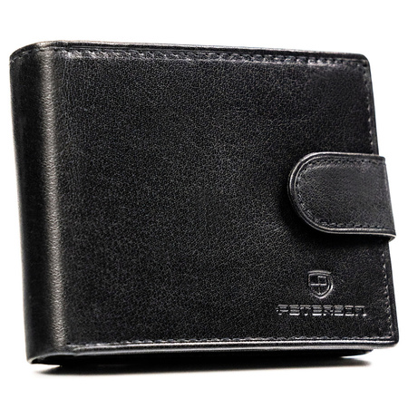 Herren-Geldbörse aus echtem Leder, quer, schwarz, mit RFID-Schutz – Peterson