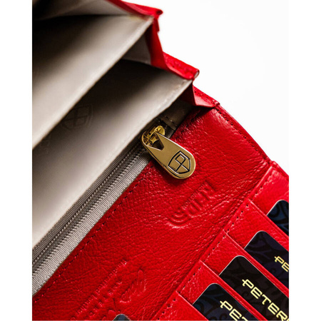 Geräumige rote Damen Geldbörse mit Animal-Prägung auf der Klappe – Peterson