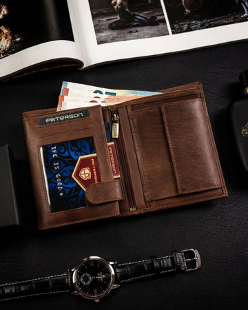 Große vertikale Herren Geldbörse aus echtem Leder – Peterson