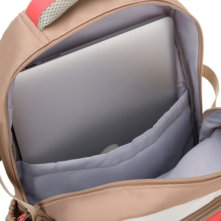 Jugendlicher Schulrucksack aus Polyester in Beige-Rosa mit Laptopfach – Peterson