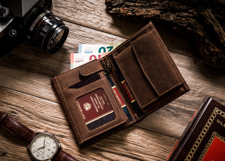 Herren Geldbörse Hochformat, Schwarz, Echtleder – Peterson