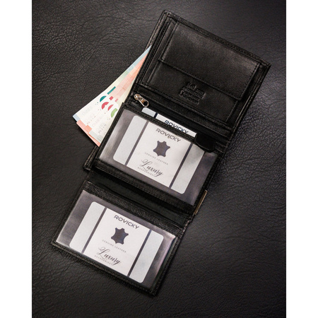 Klassische Herren Geldbörse hochformat schwarz aus Leder – 4U Cavaldi