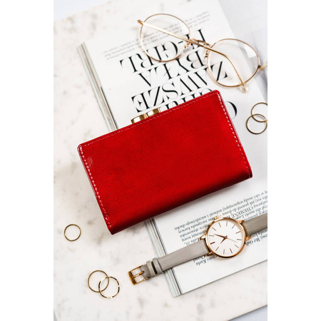 Stilvolle Damen-Geldbörse rot aus lackiertem Saffianleder – Peterson