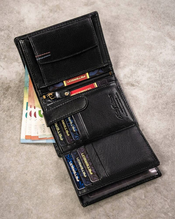 Geschenkset: Vertikale Herren Geldbörse aus Leder und Schlüsselanhänger – Peterson