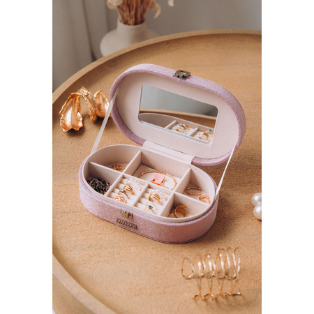 Rosa Schmuckkästchen mit eingebautem Spiegel – Peterson