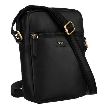 Herren Umhängetasche aus Leder mit goldenem Reißverschluss – Peterson