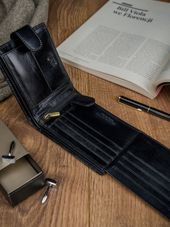 Klassische Herren Geldbörse aus Leder mit RFID-Schutz – Rovicky