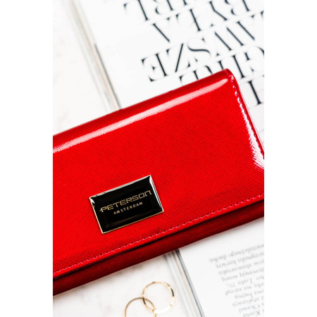 Rote Damen Geldbörse mit Fächern und Klippverschluss – Peterson