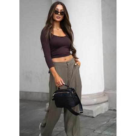 Schwarze Damen-Umhängetasche aus Nylon, ein Hauptfach und mit Reißverschluss geschlossen - Peterson