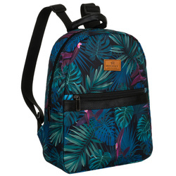 Mehrfarbiger Damen Rucksack aus Polyester mit schönem Blättermuster – Rovicky