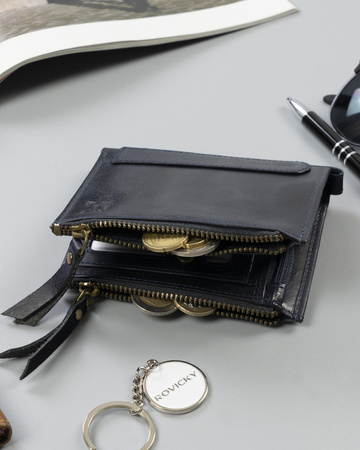 Große Retro Herren Geldbörse mit zwei Münzfächern – Rovicky