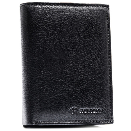 Große, vertikale Herren-Geldbörse aus echtem Leder in Schwarz, passend für die Zulassungsbescheinigung - Rovicky