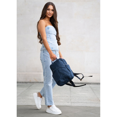 Granatblauer Damen-Nylon-Rucksack mit verstellbaren Schultergurten und Reißverschluss – Peterson