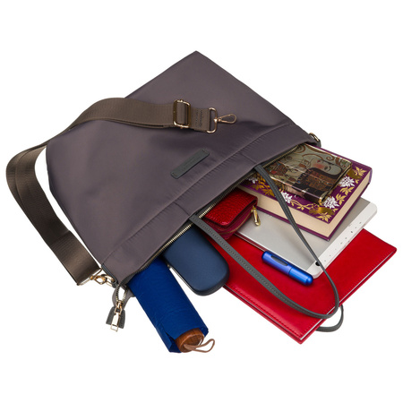 Damen-Shopper aus Nylon in Grau mit abnehmbarem, verstellbarem Gürtel - Peterson