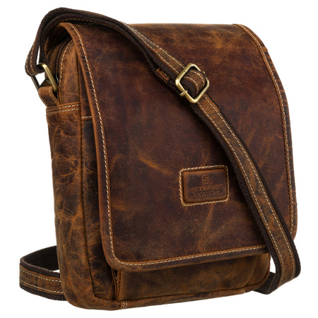 Herren-Umhängetasche aus Leder mit Klappe in Braun – Peterson