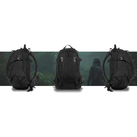 Schwarzer, militärischer Rucksack mit Kompressionsriemen – Peterson