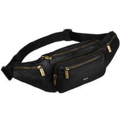 Herren Gürteltasche schwarz aus Leder mit Reißverschluss – Peterson