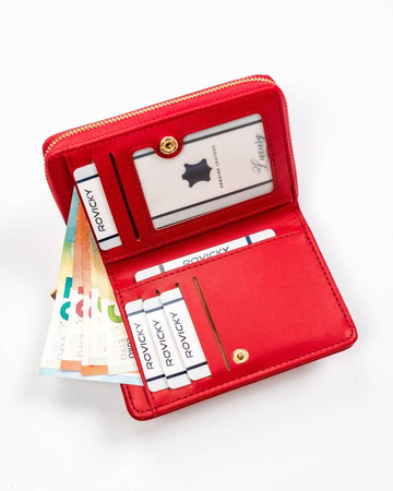 Kleine Damen-Geldbörse in Rot mit goldenen Beschlägen - Rovicky