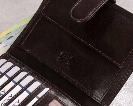 Große Herren Geldbörse aus Echtleder mit Druckknopf – Rovicky