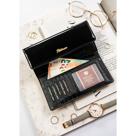 Elegante Damen Geldbörse mit Lackklappe und Reptilprägung – Peterson