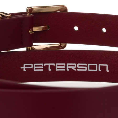 Damen-Gürtel aus Öko-Leder in einem schönen, burgunderroten Farbton mit goldener Schnalle - Peterson