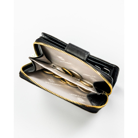 Hochformat-Geldbörse aus Natur- und Öko-Leder in Schwarz – Peterson