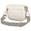 Damen-Umhängetasche aus Öko-Leder in Weiß, an einem verstellbaren Gürtel hängend - Rovicky