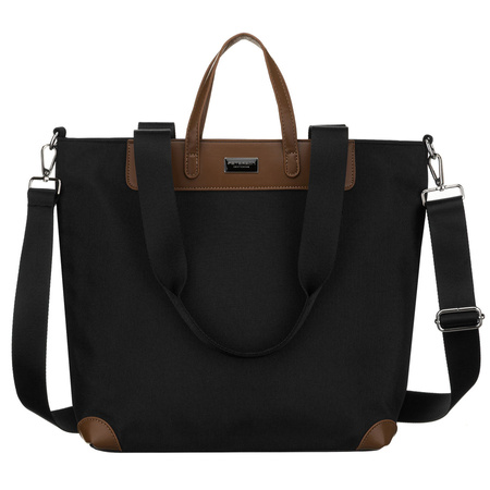 Große, schwarze Damen-Shopper-Tasche mit Griffen und abnehmbarem Gürtel - Peterson