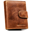 Hellbraune Herren-Geldbörse aus Leder mit RFID-System, mit Druckknopfverschluss – Peterson