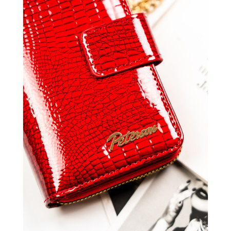 Große, rote Damen-Geldbörse aus Öko-Leder mit Krokodilhautmuster-Prägung - Peterson