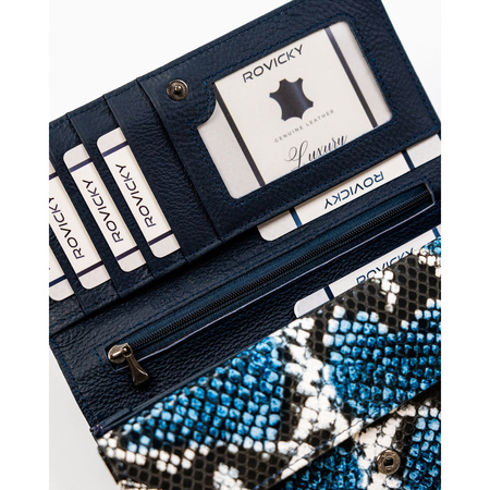 Horizontale Damen Geldbörse aus echtem und Öko-Leder mit Schlangenprägung – 4U Cavaldi