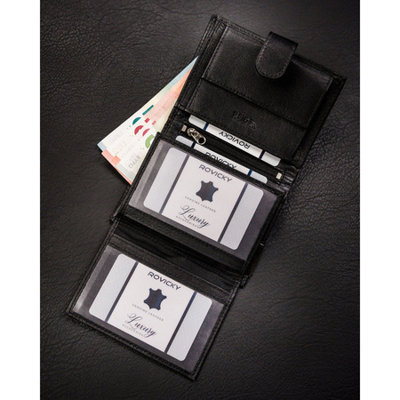 Herren Geldbörse aus schwarzem Leder mit Druckknopf – Ronaldo