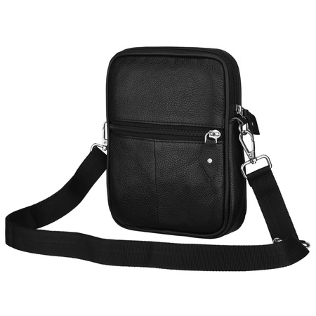 Kleine Herrentasche aus Leder in Schwarz mit Reißverschluss – Rovicky